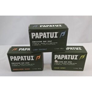 Papatui Enriching Bar Soap 3 Pack of 1.4 oz Lush Coconut Sandalwood Cedar Sport